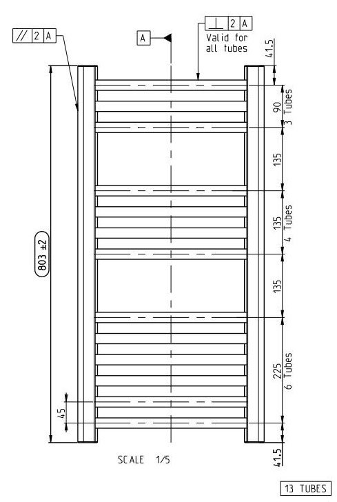 Toreno Heated Towel Rail - Anthracite - 300 x 800mm - Curved Bars