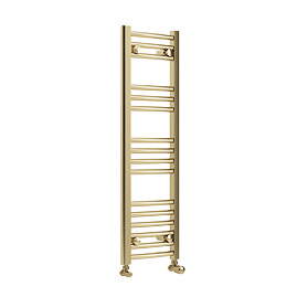 Toreno Heated Towel Rail – Brushed Brass – 300 x 1000mm – Curved Bars