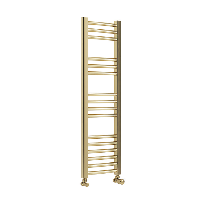 Toreno Heated Towel Rail – Brushed Brass – 300 x 1000mm – Curved Bars