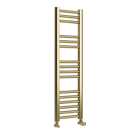Toreno Heated Towel Rail - Brushed Brass - 300 x 1000mm - Straight Bars