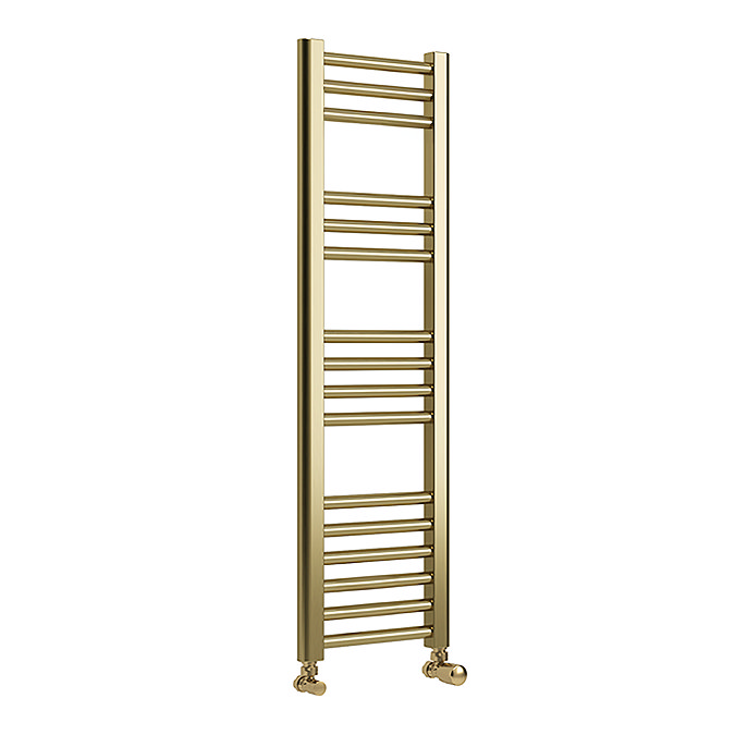 Toreno Heated Towel Rail - Brushed Brass - 300 x 1000mm - Straight Bars