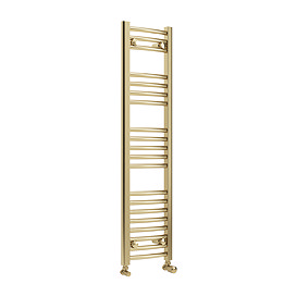 Toreno Heated Towel Rail - Brushed Brass - 300 x 1200mm - Curved Bars