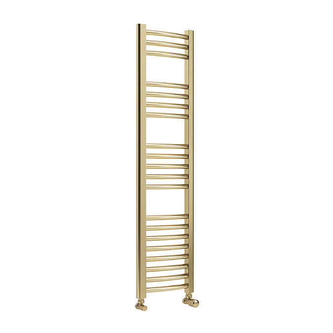 Toreno Heated Towel Rail - Brushed Brass - 300 x 1200mm - Curved Bars
