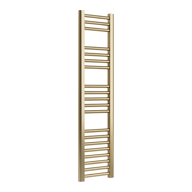 Toreno Heated Towel Rail - Brushed Brass - 300 x 1200mm - Straight Bars