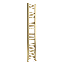 Toreno Heated Towel Rail - Brushed Brass - 300 x 1600mm - Curved Bars