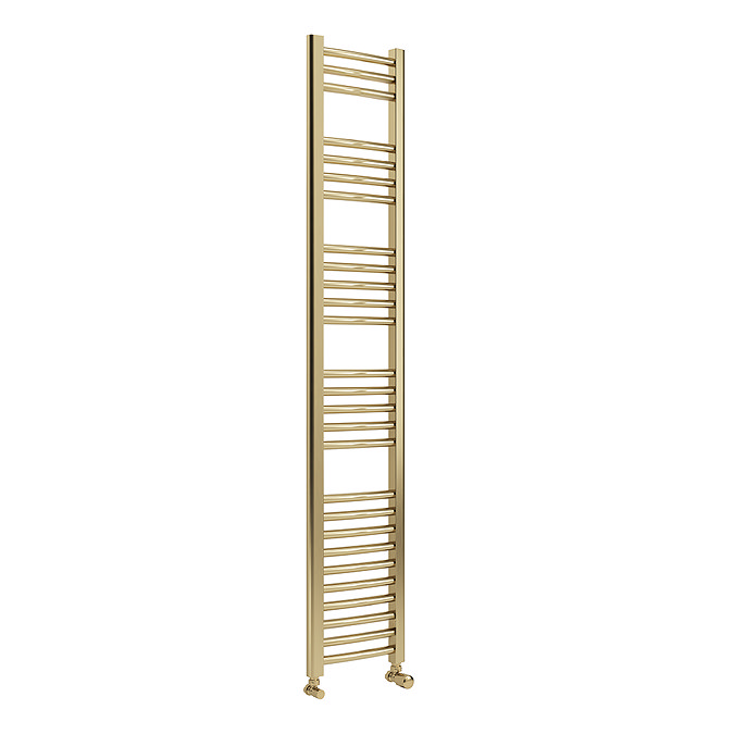 Toreno Heated Towel Rail - Brushed Brass - 300 x 1600mm - Curved Bars