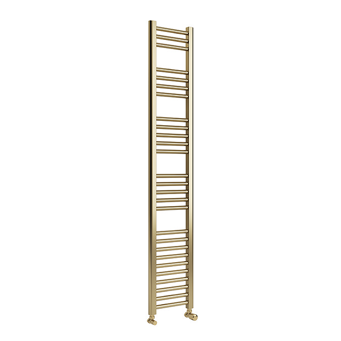 Toreno Heated Towel Rail - Brushed Brass - 300 x 1600mm - Straight Bars