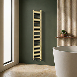 Toreno Heated Towel Rail - Brushed Brass - 300 x 1600mm - Straight Bars