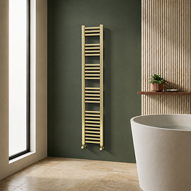 Toreno Heated Towel Rail - Brushed Brass - 300 x 1600mm - Straight Bars