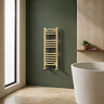Toreno Heated Towel Rail – Brushed Brass – 300 x 800mm – Curved Bars
