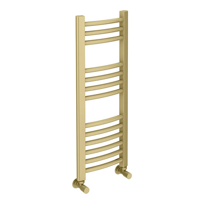 Toreno Heated Towel Rail – Brushed Brass – 300 x 800mm – Curved Bars