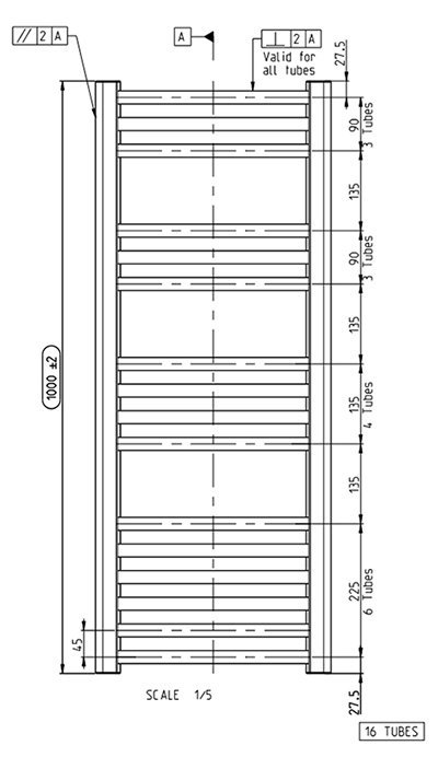 Toreno Heated Towel Rail - Brushed Brass - 400 x 1000mm - Curved Bars