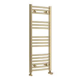 Toreno Heated Towel Rail - Brushed Brass - 400 x 1000mm - Curved Bars