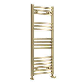 Toreno Heated Towel Rail - Brushed Brass - 400 x 1000mm - Curved Bars