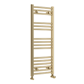 Toreno Heated Towel Rail - Brushed Brass - 400 x 1000mm - Curved Bars