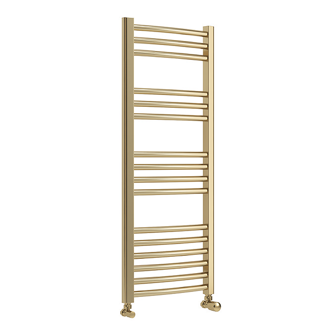 Toreno Heated Towel Rail - Brushed Brass - 400 x 1000mm - Curved Bars