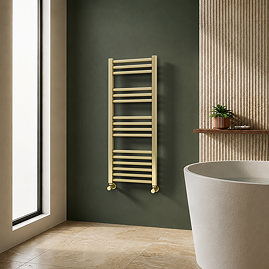 Toreno Heated Towel Rail – Brushed Brass – 400 x 1000mm – Straight Bars