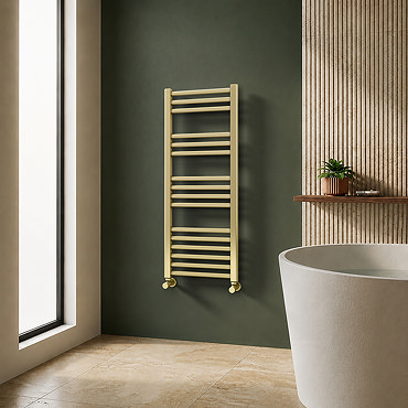 Toreno Heated Towel Rail – Brushed Brass – 400 x 1000mm – Straight Bars