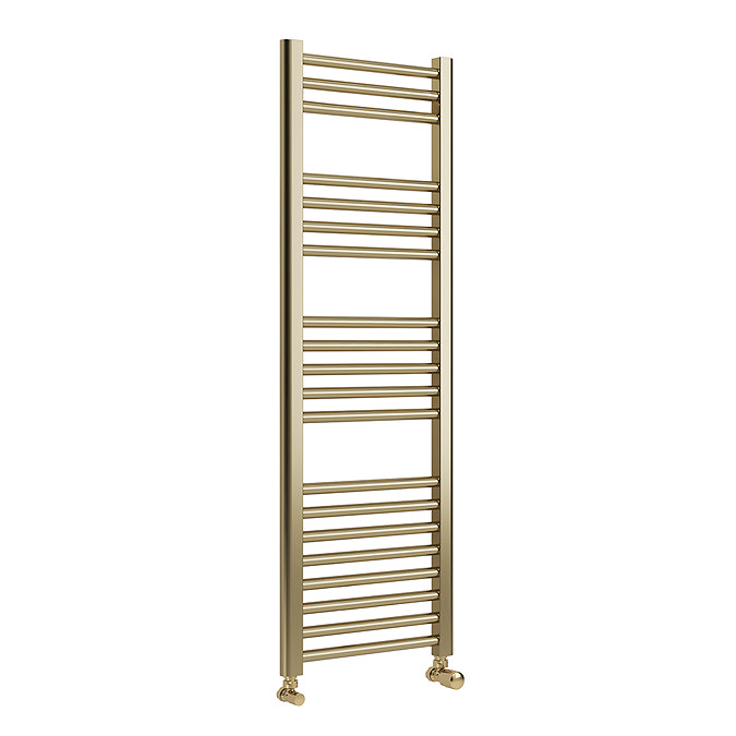 Toreno Heated Towel Rail - Brushed Brass - 400 x 1200mm - Straight Bars