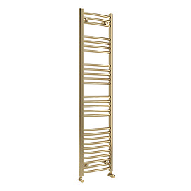 Toreno Heated Towel Rail - Brushed Brass - 400 x 1600mm - Curved Bars