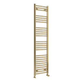 Toreno Heated Towel Rail - Brushed Brass - 400 x 1600mm - Curved Bars