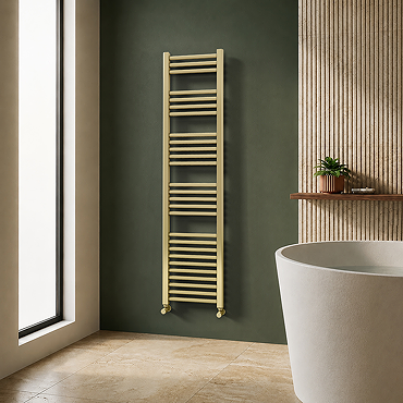 Toreno Heated Towel Rail – Brushed Brass – 400 x 1600mm – Straight Bars