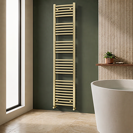 Toreno Heated Towel Rail – Brushed Brass – 400 x 1800mm – Curved Bars