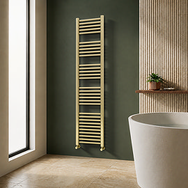 Toreno Heated Towel Rail – Brushed Brass – 400 x 1800mm – Straight Bars
