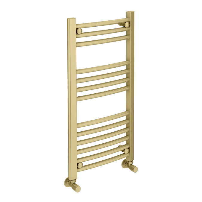 Toreno Heated Towel Rail - Brushed Brass - 400 x 800mm - Curved Bars
