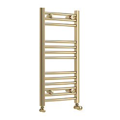 Toreno Heated Towel Rail - Brushed Brass - 400 x 800mm - Curved Bars