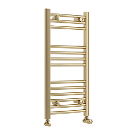 Toreno Heated Towel Rail - Brushed Brass - 400 x 800mm - Curved Bars