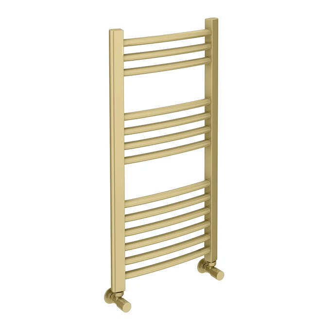 Toreno Heated Towel Rail - Brushed Brass - 400 x 800mm - Curved Bars