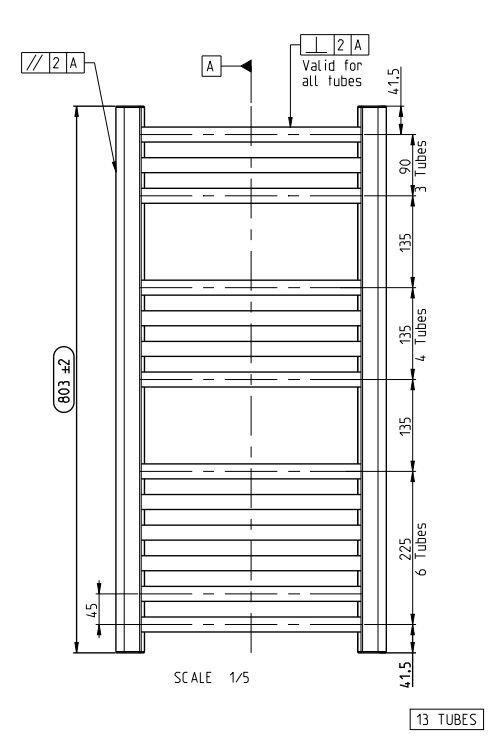 Toreno Heated Towel Rail – Brushed Brass – 400 x 800mm – Straight Bars
