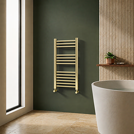 Toreno Heated Towel Rail – Brushed Brass – 400 x 800mm – Straight Bars