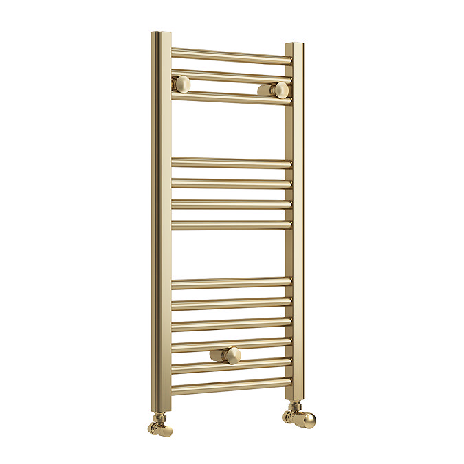 Toreno Heated Towel Rail – Brushed Brass – 400 x 800mm – Straight Bars