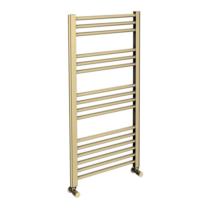 Toreno Heated Towel Rail - Brushed Brass - 500 x 1000mm - Straight Bars