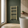 Toreno Heated Towel Rail - Brushed Brass - 500 x 1000mm - Straight Bars