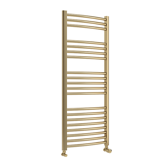 Toreno Heated Towel Rail – Brushed Brass – 500 x 1200mm – Curved Bars