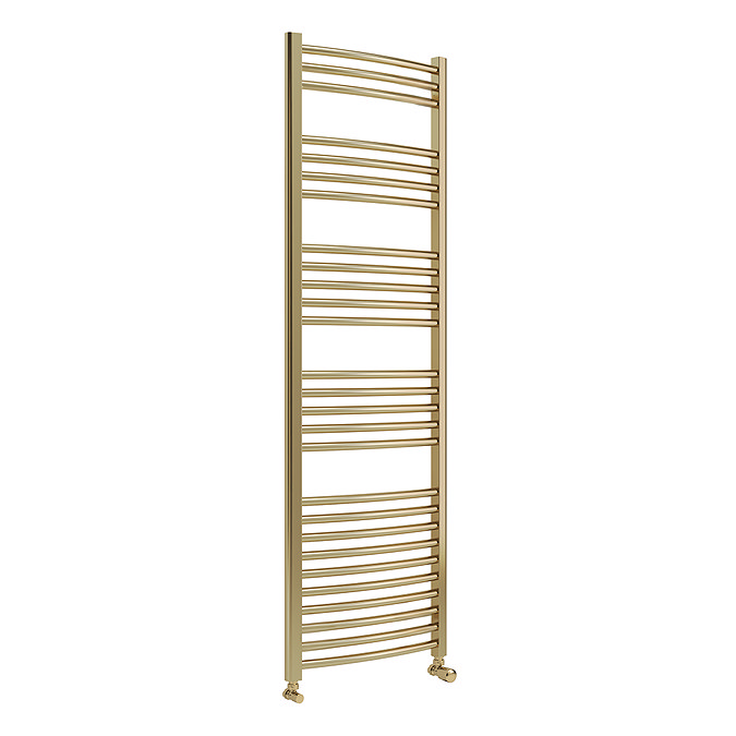 Toreno Heated Towel Rail - Brushed Brass - 500 x 1600mm - Curved Bars