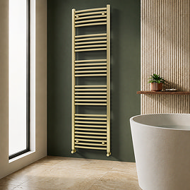 Toreno Heated Towel Rail – Brushed Brass – 500 x 1800mm – Curved Bars