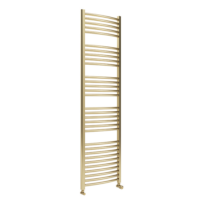 Toreno Heated Towel Rail – Brushed Brass – 500 x 1800mm – Curved Bars
