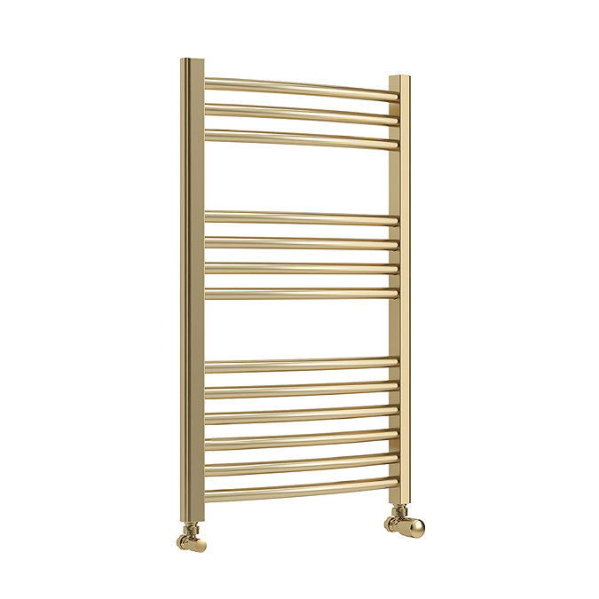 Toreno Heated Towel Rail – Brushed Brass – 500 x 800mm – Curved Bars