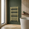 Toreno Heated Towel Rail - Brushed Brass - 600 x 1000mm - Curved Bars