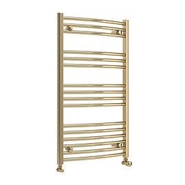 Toreno Heated Towel Rail - Brushed Brass - 600 x 1000mm - Curved Bars