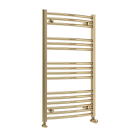 Toreno Heated Towel Rail - Brushed Brass - 600 x 1000mm - Curved Bars