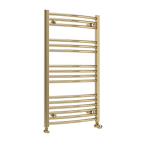 Toreno Heated Towel Rail - Brushed Brass - 600 x 1000mm - Curved Bars