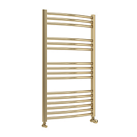 Toreno Heated Towel Rail - Brushed Brass - 600 x 1000mm - Curved Bars