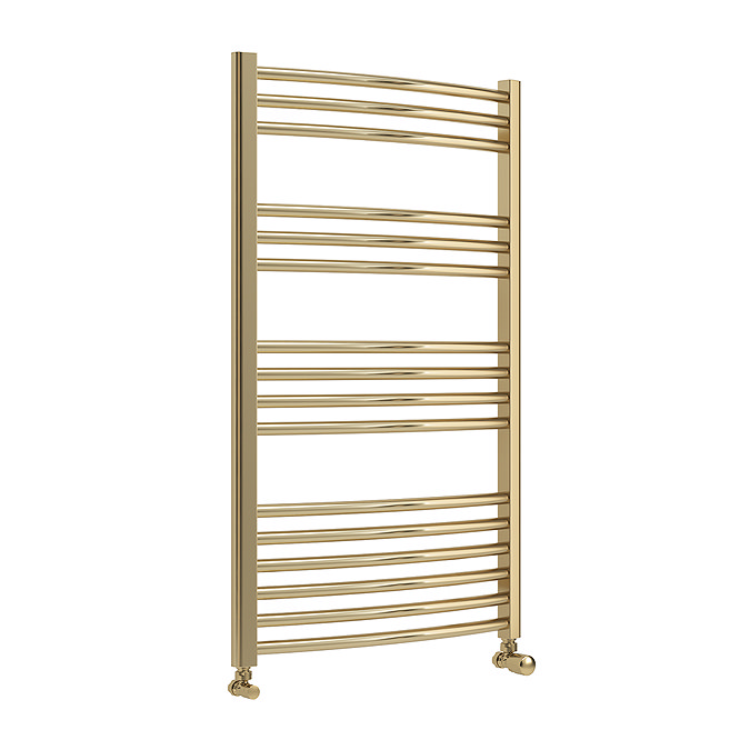 Toreno Heated Towel Rail - Brushed Brass - 600 x 1000mm - Curved Bars