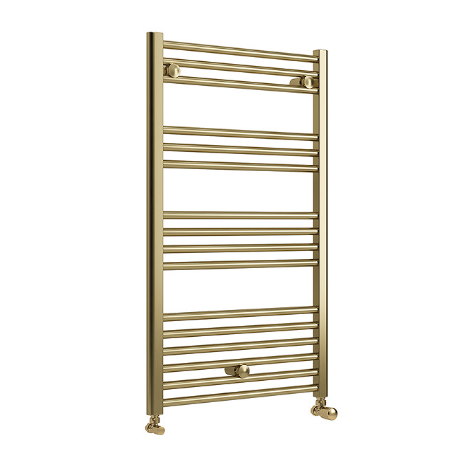 Toreno Heated Towel Rail - Brushed Brass - 600 x 1000mm - Straight Bars