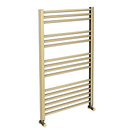 Toreno Heated Towel Rail - Brushed Brass - 600 x 1000mm - Straight Bars